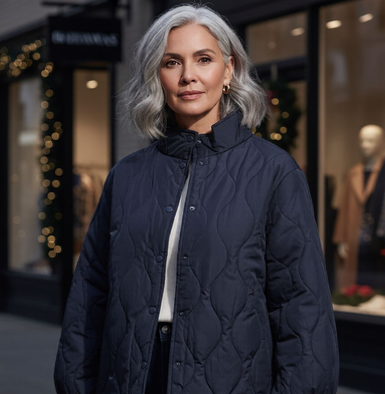 Chevron Quilted Hip Length Jacket With Hood | Fransa | Suzanne's
